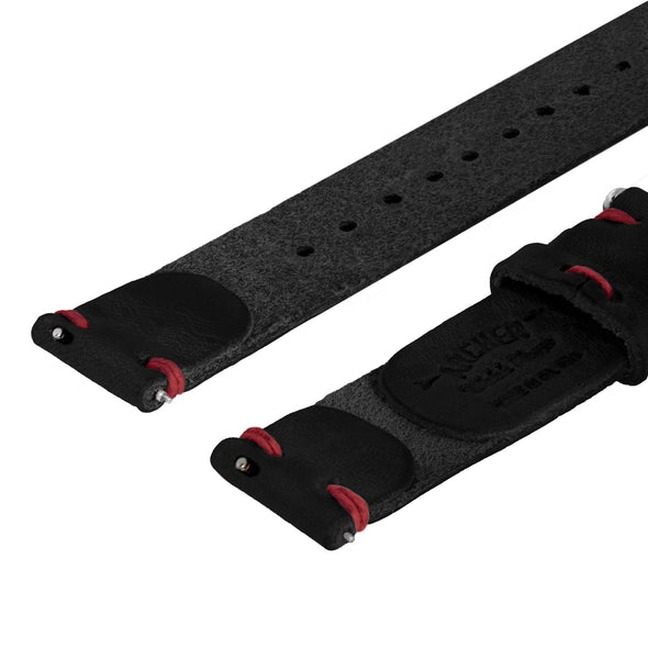 Quick Release Horween Leather - Black/Red, ARC-QRL2-BLKRED22, ARC-QRL2-BLKRED20, ARC-QRL2-BLKRED18