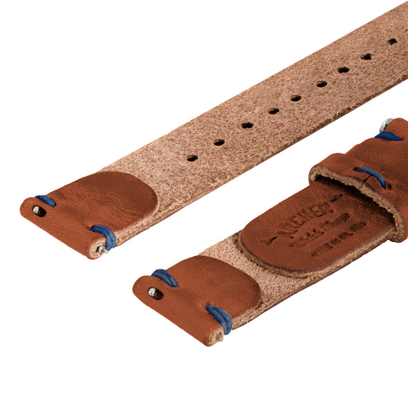 Quick Release Horween Leather - English Tan/Blue, ARC-QRL2-TANBLU22, ARC-QRL2-TANBLU20, ARC-QRL2-TANBLU18