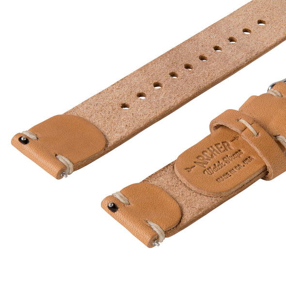 Quick Release Horween Leather - Moc/Natural, ARC-QRL2-MOCNAT22, ARC-QRL2-MOCNAT20, ARC-QRL2-MOCNAT18