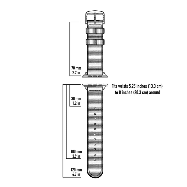 Apple Watch Nylon - Black and Gray (James Bond)/Stainless, ARC-AWNYL-BLKGRYS42, ARC-AWNYL-BLKGRYS38