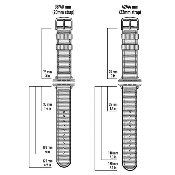 Apple Watch Canvas - Alabaster/Space Gray, ARC-AWC2-ALBG42, ARC-AWC2-ALBG38