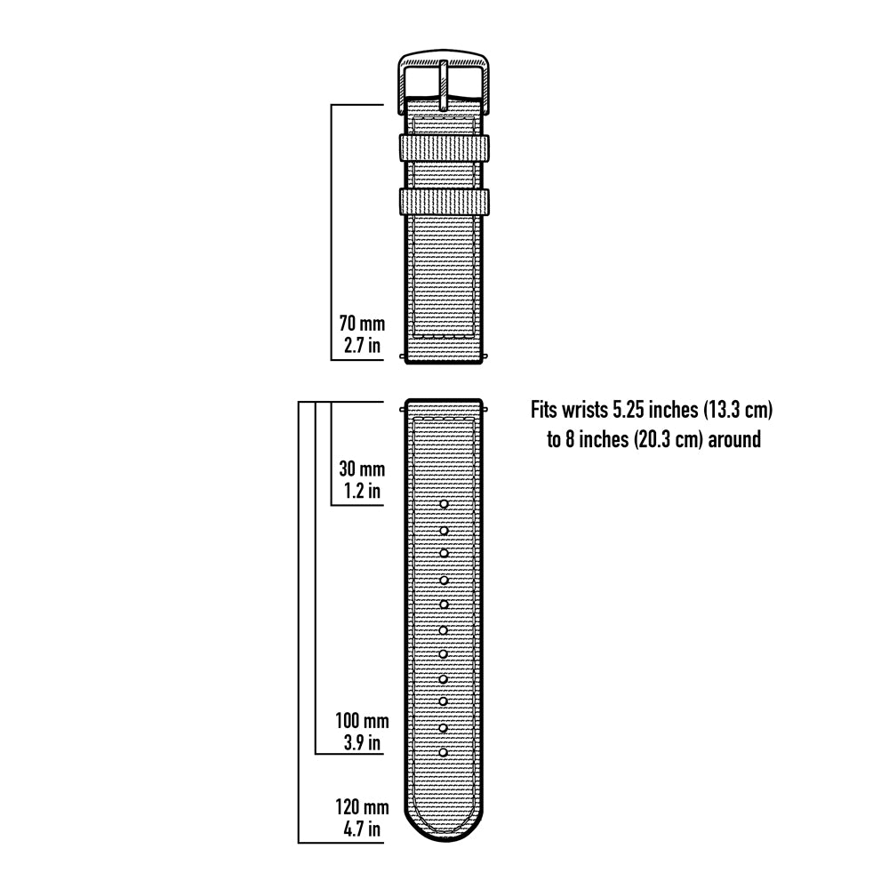 Quick Release Nylon - Black and Gray (James Bond), ARC-QRN-BLKGRY22, ARC-QRN-BLKGRY20, ARC-QRN-BLKGRY18