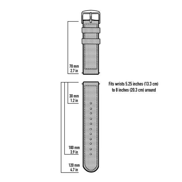 Quick Release Nylon - Black and Gray (James Bond), ARC-QRN-BLKGRY22, ARC-QRN-BLKGRY20, ARC-QRN-BLKGRY18