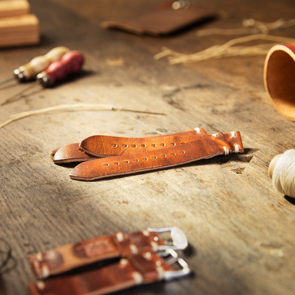 Quick Release Horween Leather - Havana Brown/Red, ARC-QRL2-BRNRED22, ARC-QRL2-BRNRED20, ARC-QRL2-BRNRED18