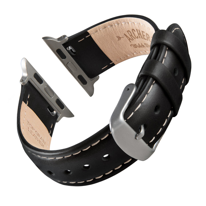 Apple Watch Leather Watch Band - Black/Natural/Silver Aluminum