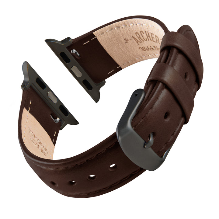 Apple Watch Leather Watch Band - Dark Chestnut/Matched/Space Gray