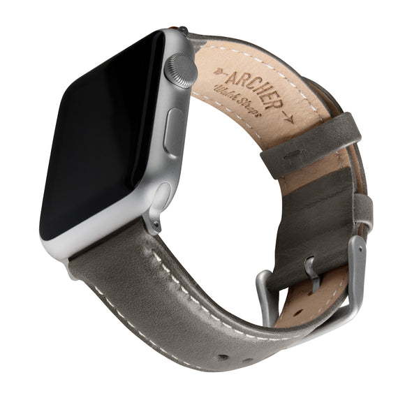 Apple Watch Leather - Pewter Gray/Natural/Silver Aluminum