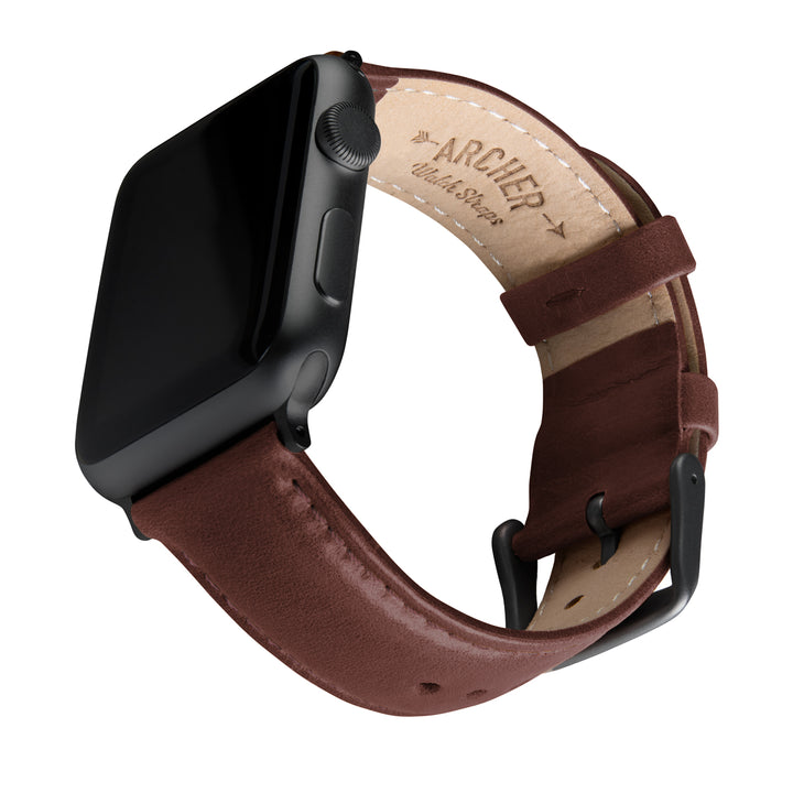 Apple Watch Leather Watch Band - Mahogany/Matched/Space Gray