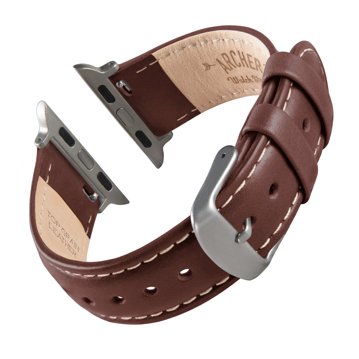 Apple Watch Leather - Mahogany/Natural/Silver Aluminum – Archer Watch Straps