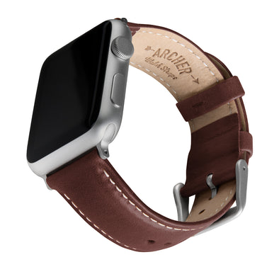 Apple Watch Leather - Mahogany/Natural/Silver Aluminum