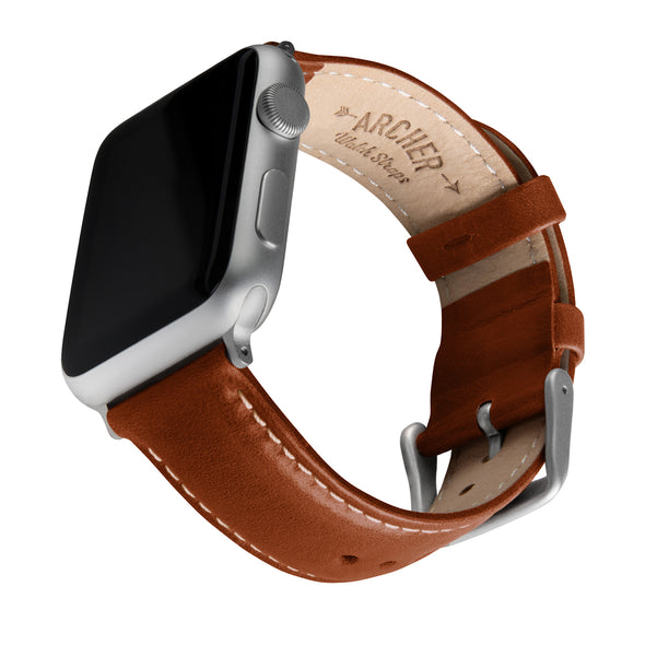 Apple Watch Leather - Cognac/Natural/Silver Aluminum