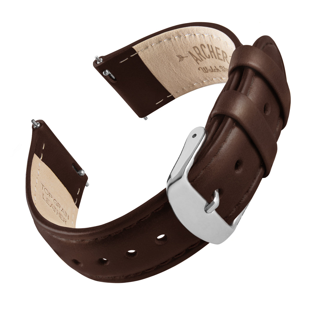 Quick Release Leather - Dark Chestnut/Matched – Archer Watch Straps