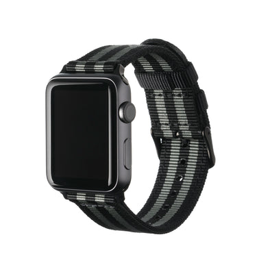 Apple Watch Nylon - Black and Gray (James Bond)/Black, ARC-AWNYL-BLKGRYB42, ARC-AWNYL-BLKGRYB38