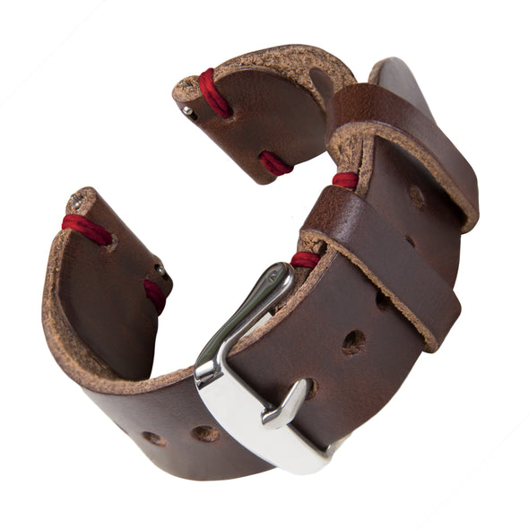 Quick Release Horween Leather - Havana Brown/Red, ARC-QRL2-BRNRED22, ARC-QRL2-BRNRED20, ARC-QRL2-BRNRED18