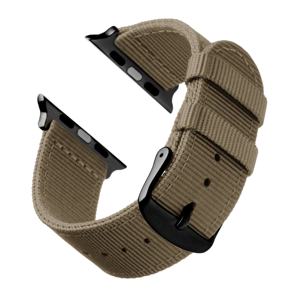 22mm Black x Khaki Rugged Nylon Military Watch Strap