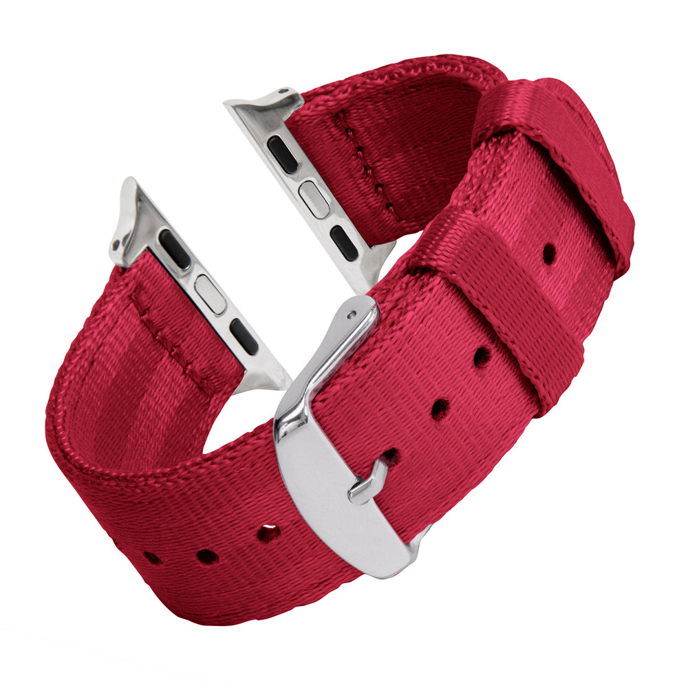 Apple Watch Seat Belt Nylon - Red/Stainless, ARC-AWSB-REDS42, ARC-AWSB-REDS38