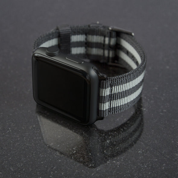 Apple Watch Nylon - Black and Gray (James Bond)/Black, ARC-AWNYL-BLKGRYB42, ARC-AWNYL-BLKGRYB38