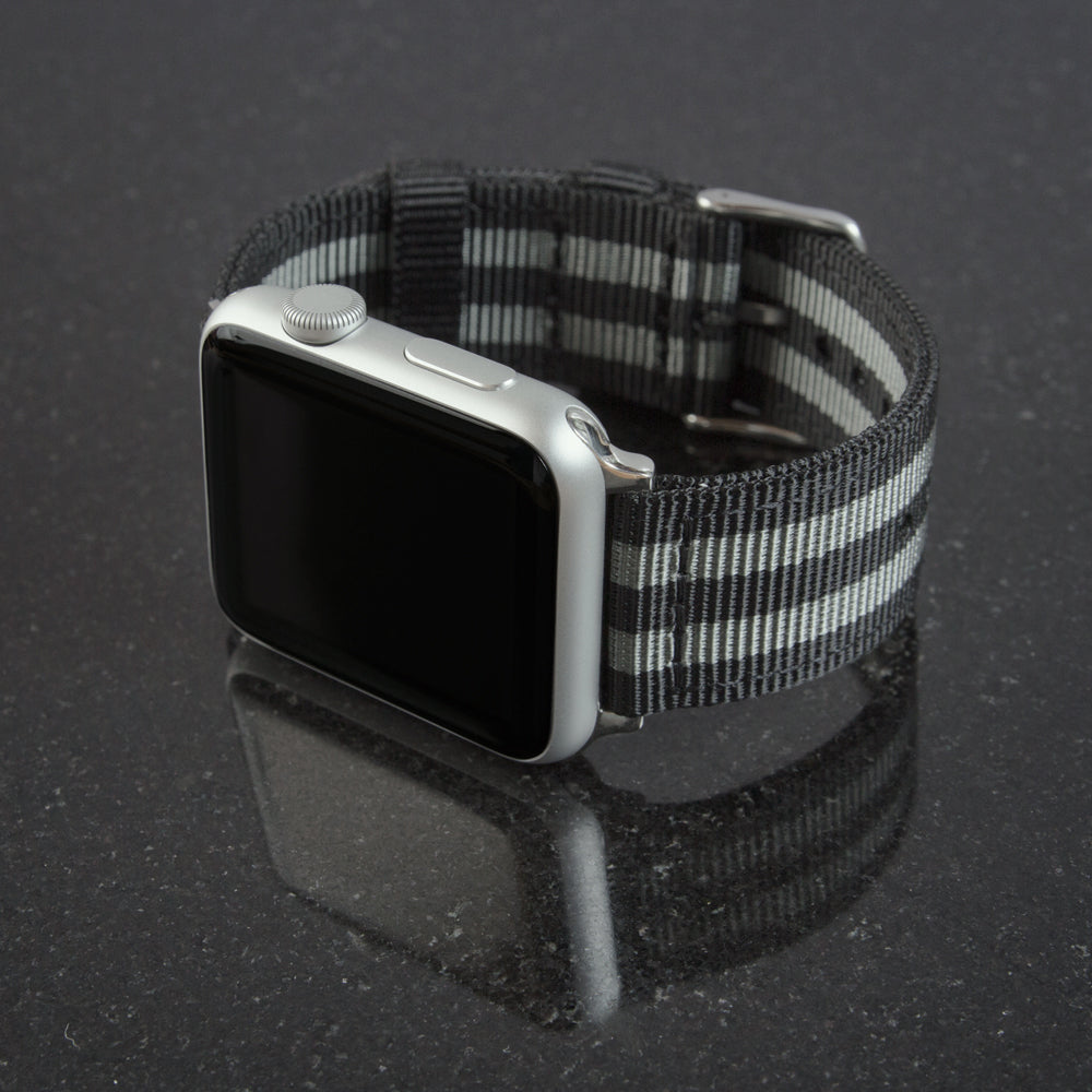 Apple Watch Nylon - Black and Gray (James Bond)/Stainless, ARC-AWNYL-BLKGRYS42, ARC-AWNYL-BLKGRYS38