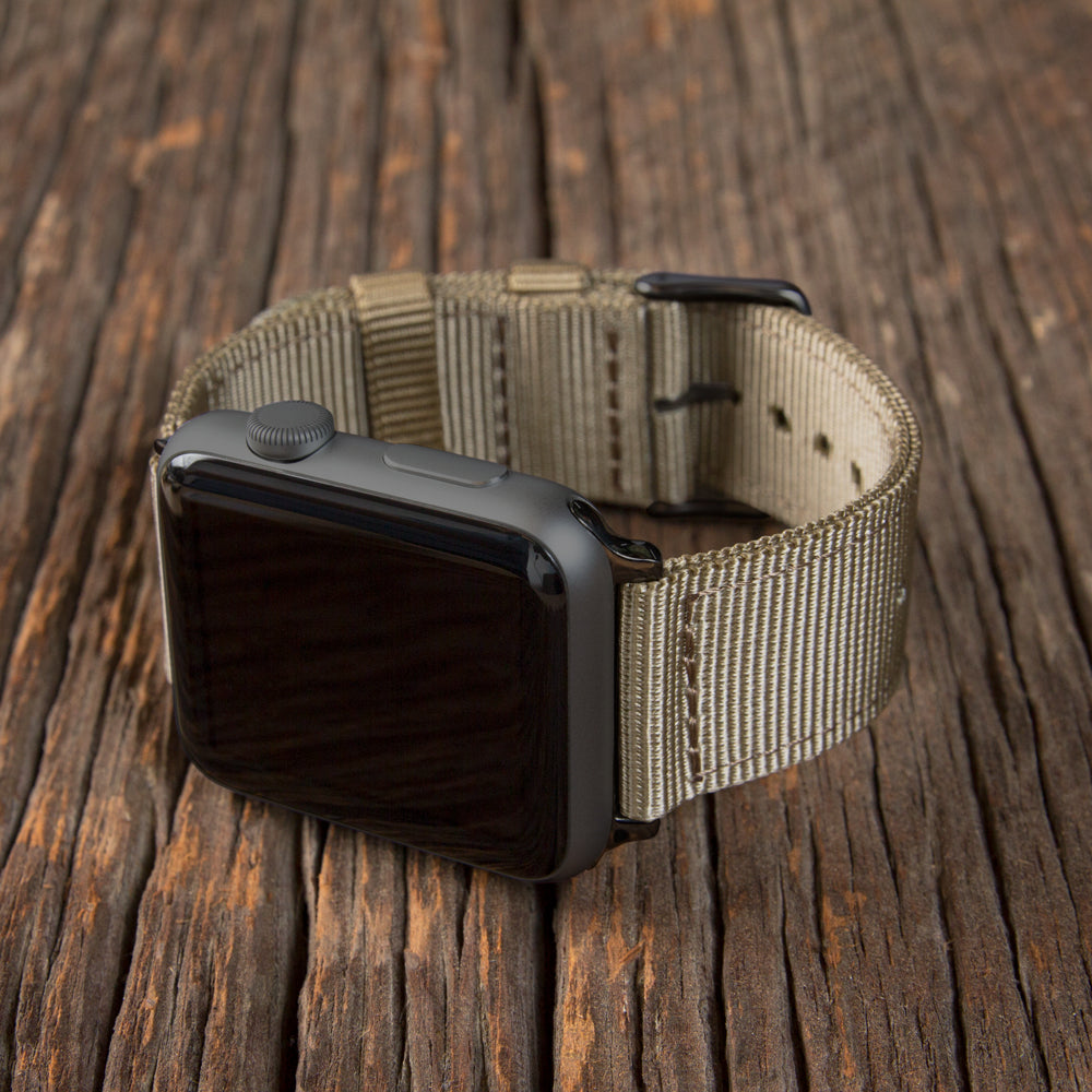 Black x Khaki Rugged Nylon Military Watch Strap